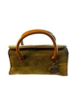 Olive Suede Mini Top-Handle Bag